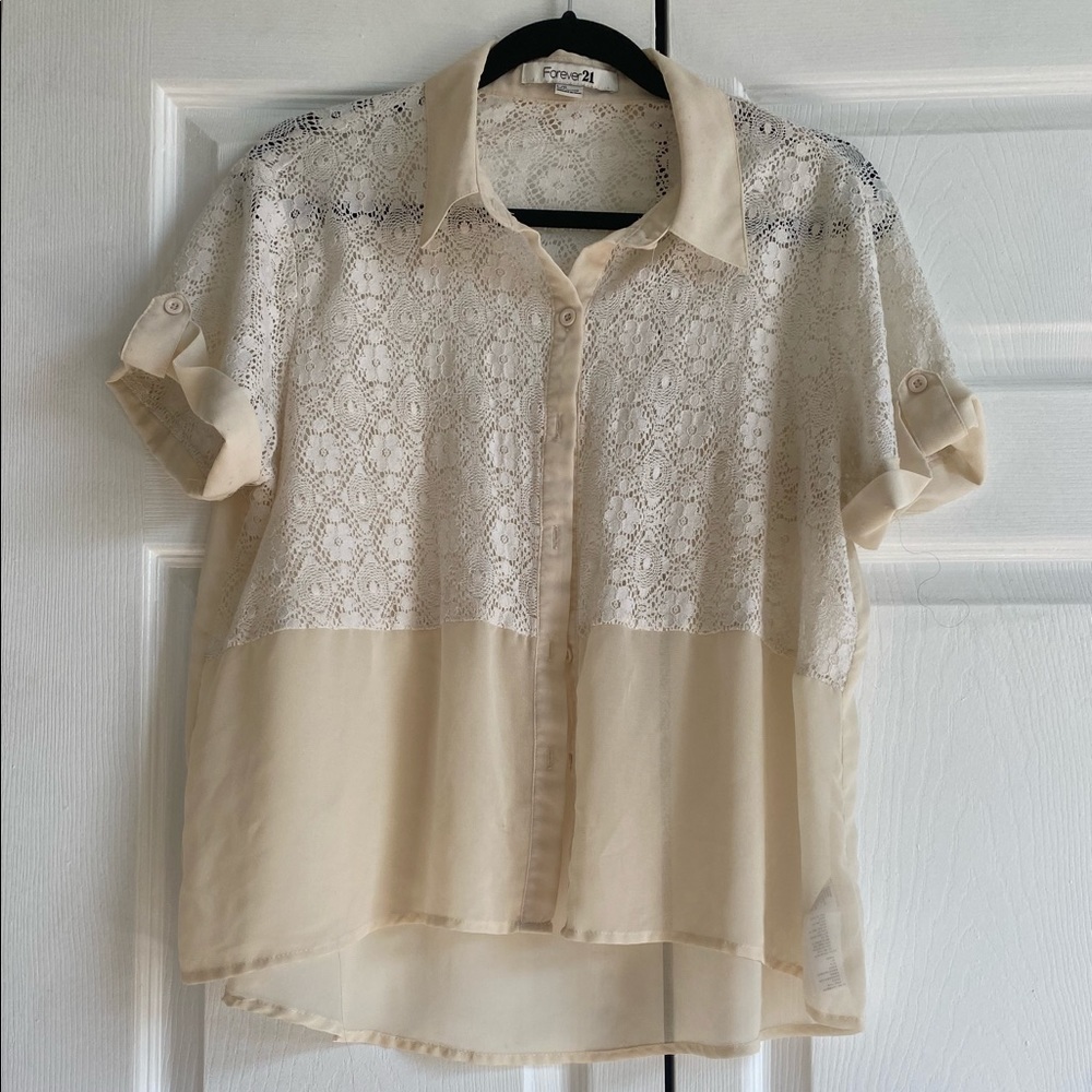 Ivory Forever 21 Boho Flowy Top